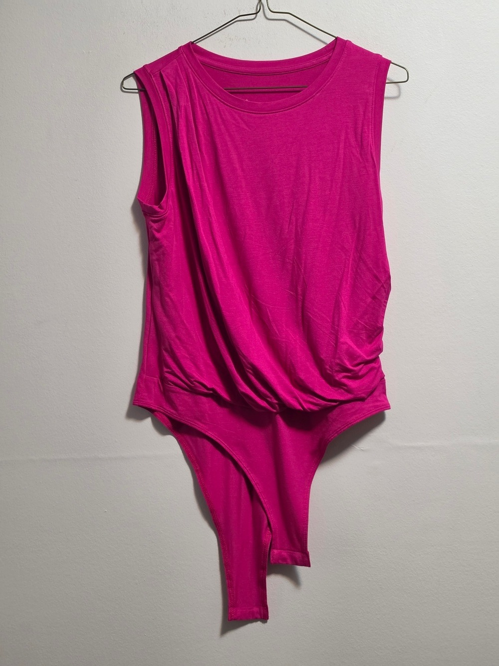 a new day Sleeveless Draped Bodysuit - Hot Pink